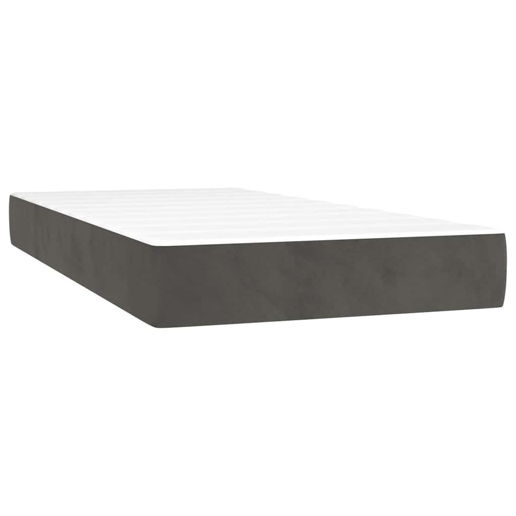 Materasso A Molle Insacchettate Rigidità Media 100X220X20 Cm In Velluto Grigio Scuro