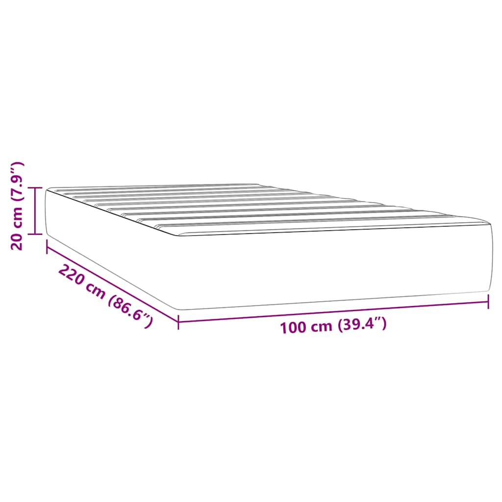 Materasso A Molle Insacchettate Rigidità Media 100X220X20 Cm In Velluto Grigio Scuro