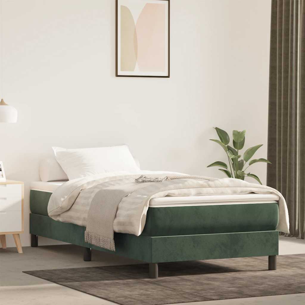 Materasso A Molle Insacchettate Rigidità Media 100X220X20 Cm In Velluto Verde Scuro