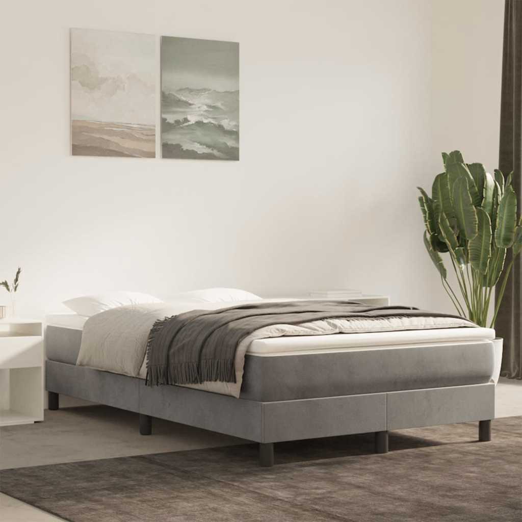 Materasso A Molle Insacchettate Rigidità Media 140X220X20 Cm In Velluto Grigio Chiaro