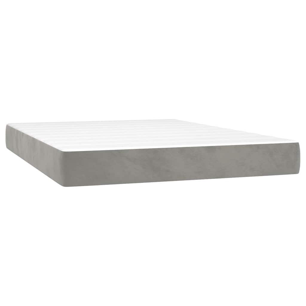 Materasso A Molle Insacchettate Rigidità Media 140X220X20 Cm In Velluto Grigio Chiaro