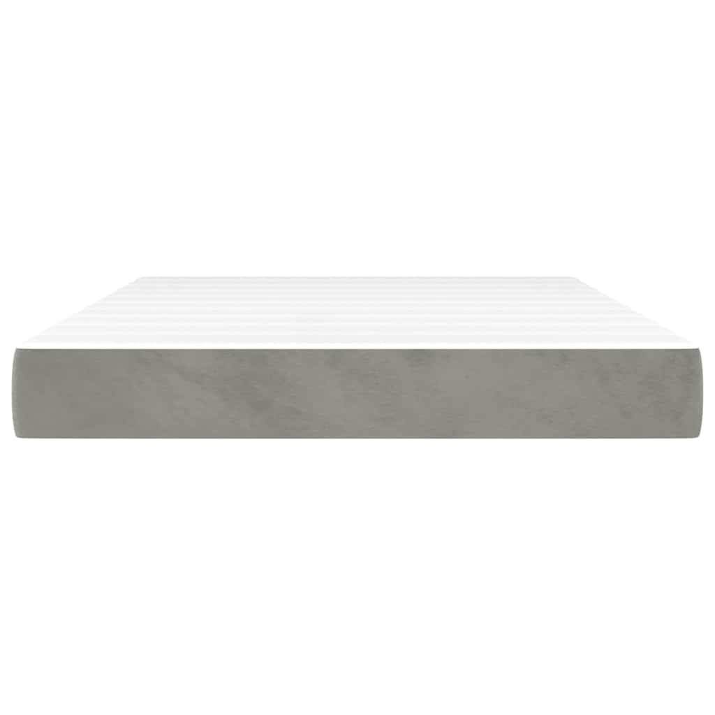 Materasso A Molle Insacchettate Rigidità Media 140X220X20 Cm In Velluto Grigio Chiaro