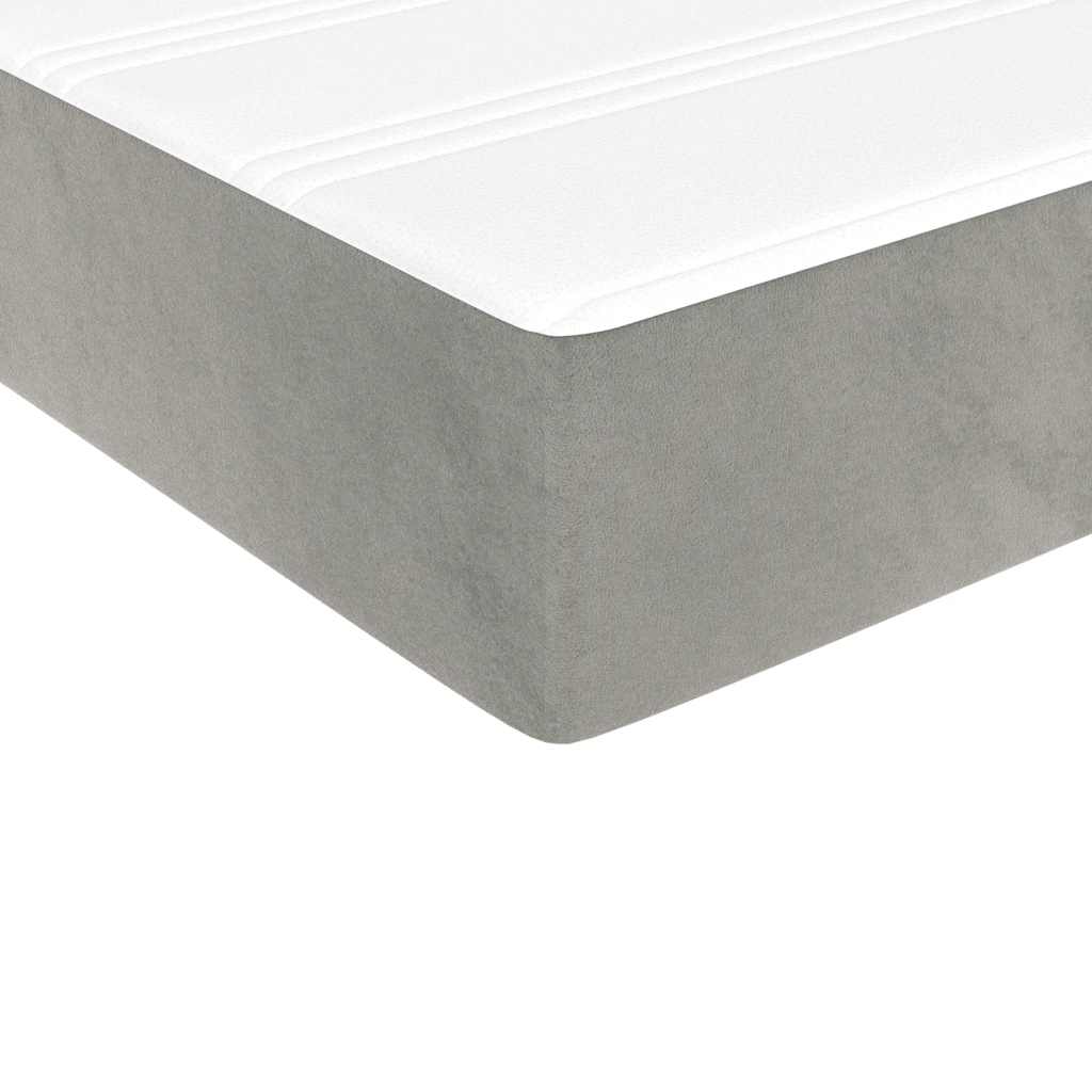 Materasso A Molle Insacchettate Rigidità Media 140X220X20 Cm In Velluto Grigio Chiaro