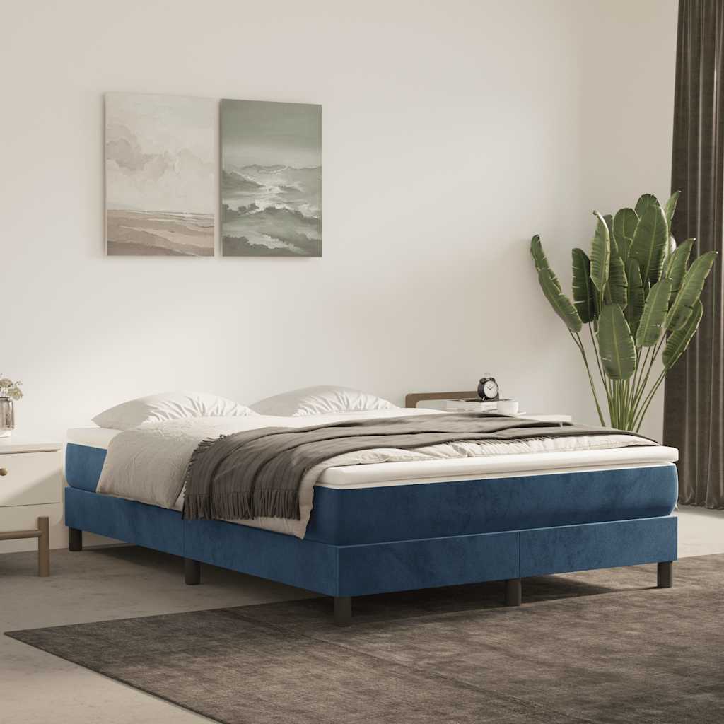 Materasso A Molle Insacchettate Rigidità Media 160X220X20 Cm In Velluto Blu Scuro