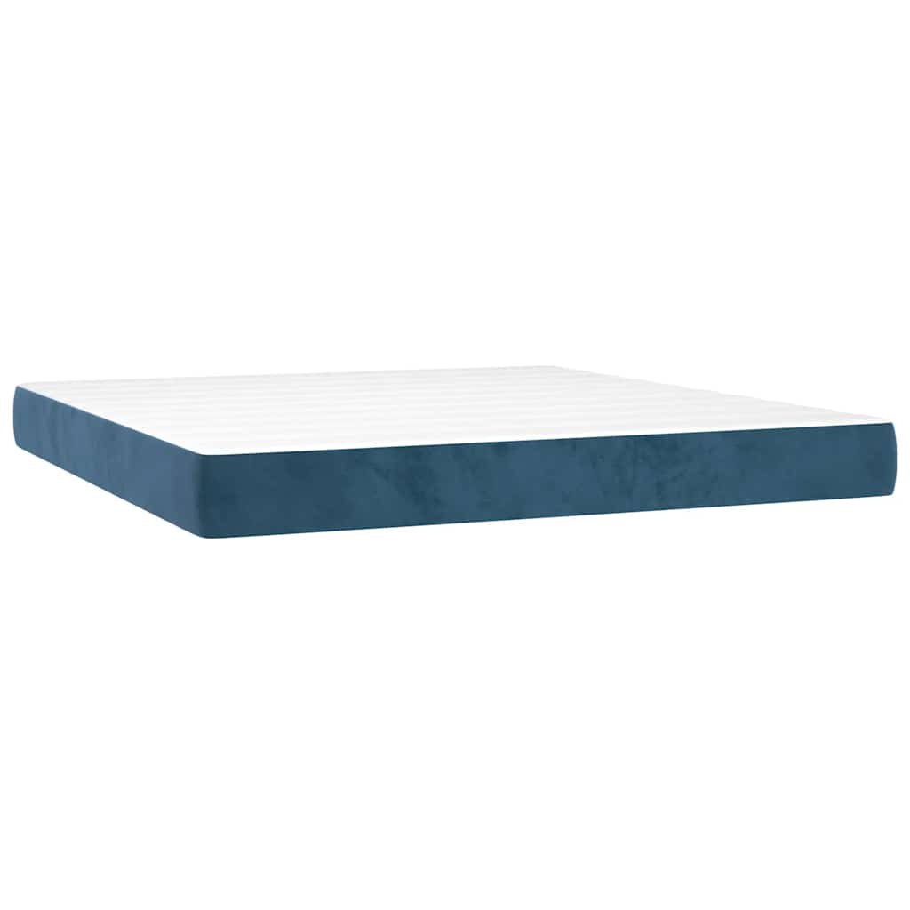 Materasso A Molle Insacchettate Rigidità Media 160X220X20 Cm In Velluto Blu Scuro