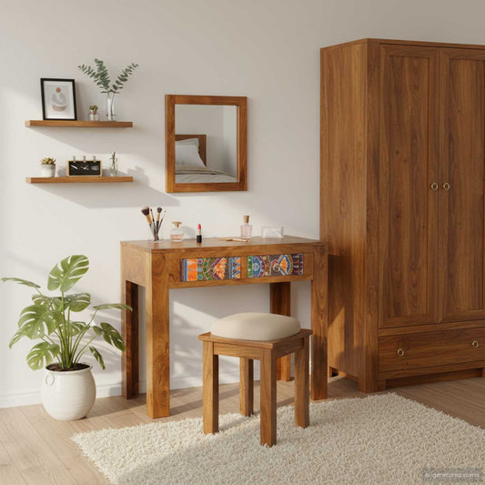 Tavolo Da Trucco Con Cassetto Marrone 90 X 45 X 75 Cm