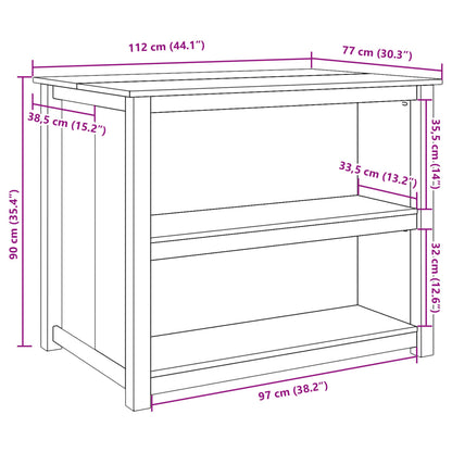 Isola Da Cucina Panama 112X77X90 Cm In Legno Massello Di Pino