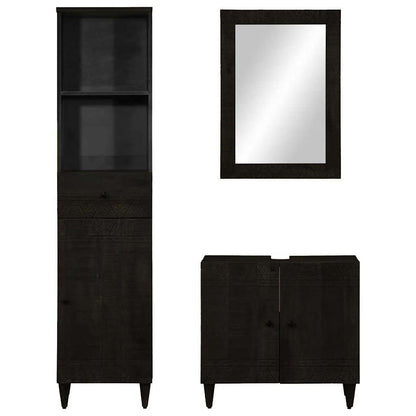 Set Mobili Da Bagno 3Pz In Legno Massello Di Mango