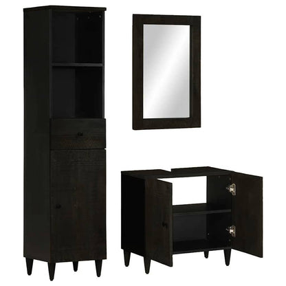 Set Mobili Da Bagno 3Pz In Legno Massello Di Mango