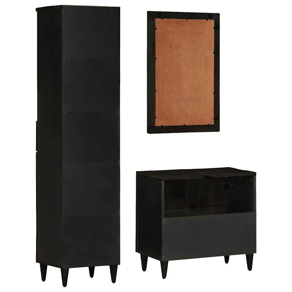 Set Mobili Da Bagno 3Pz In Legno Massello Di Mango