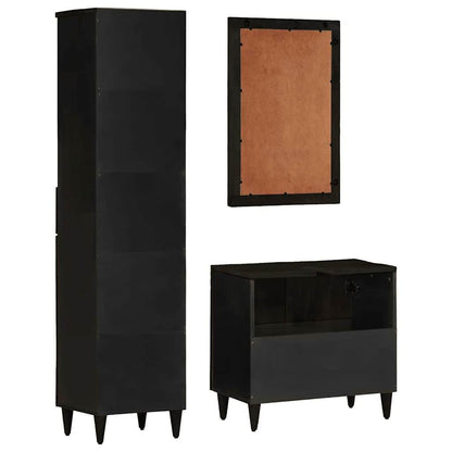 Set Mobili Da Bagno 3Pz In Legno Massello Di Mango
