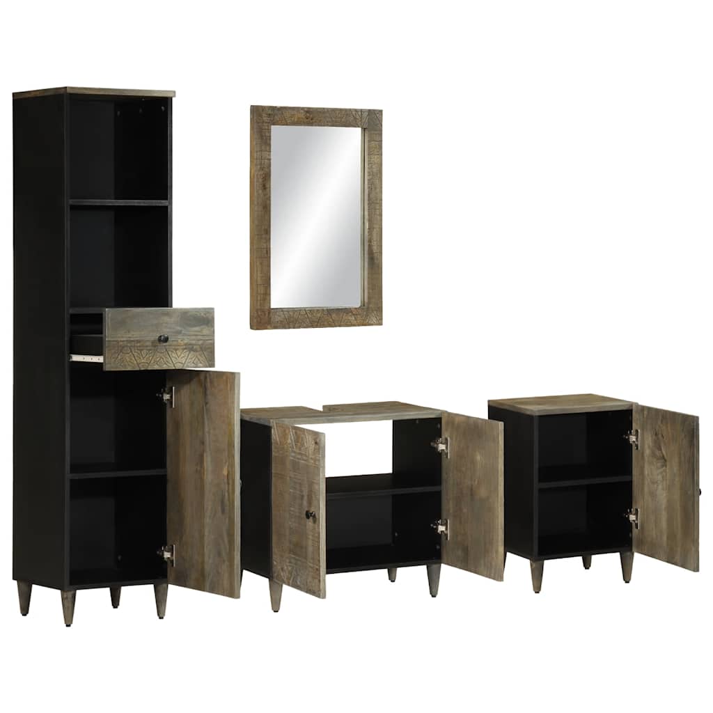 Set Mobili Da Bagno 4 Pz In Legno Massello Di Mango