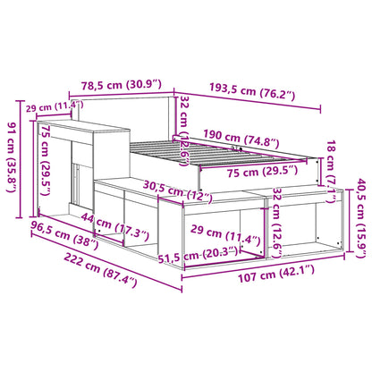 Letto Senza Materasso 75X190 In Legno Massello Di Pino