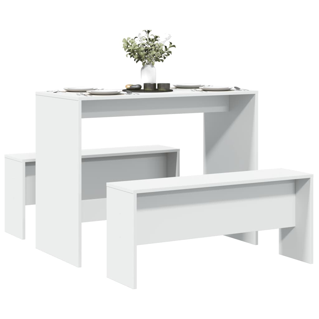 Set Tavolo Da Pranzo E Panche 3 Pz In Truciolato