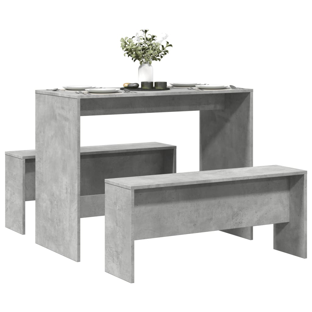 Set Tavolo Da Pranzo E Panche 3 Pz In Truciolato