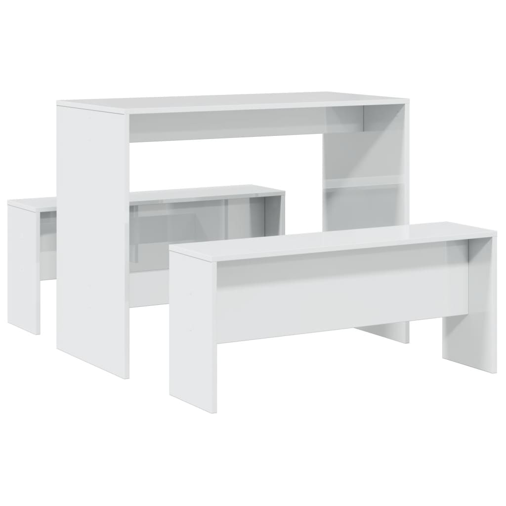 Set Tavolo Da Pranzo E Panche 3 Pz In Truciolato