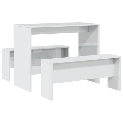 Set Tavolo Da Pranzo E Panche 3 Pz In Truciolato