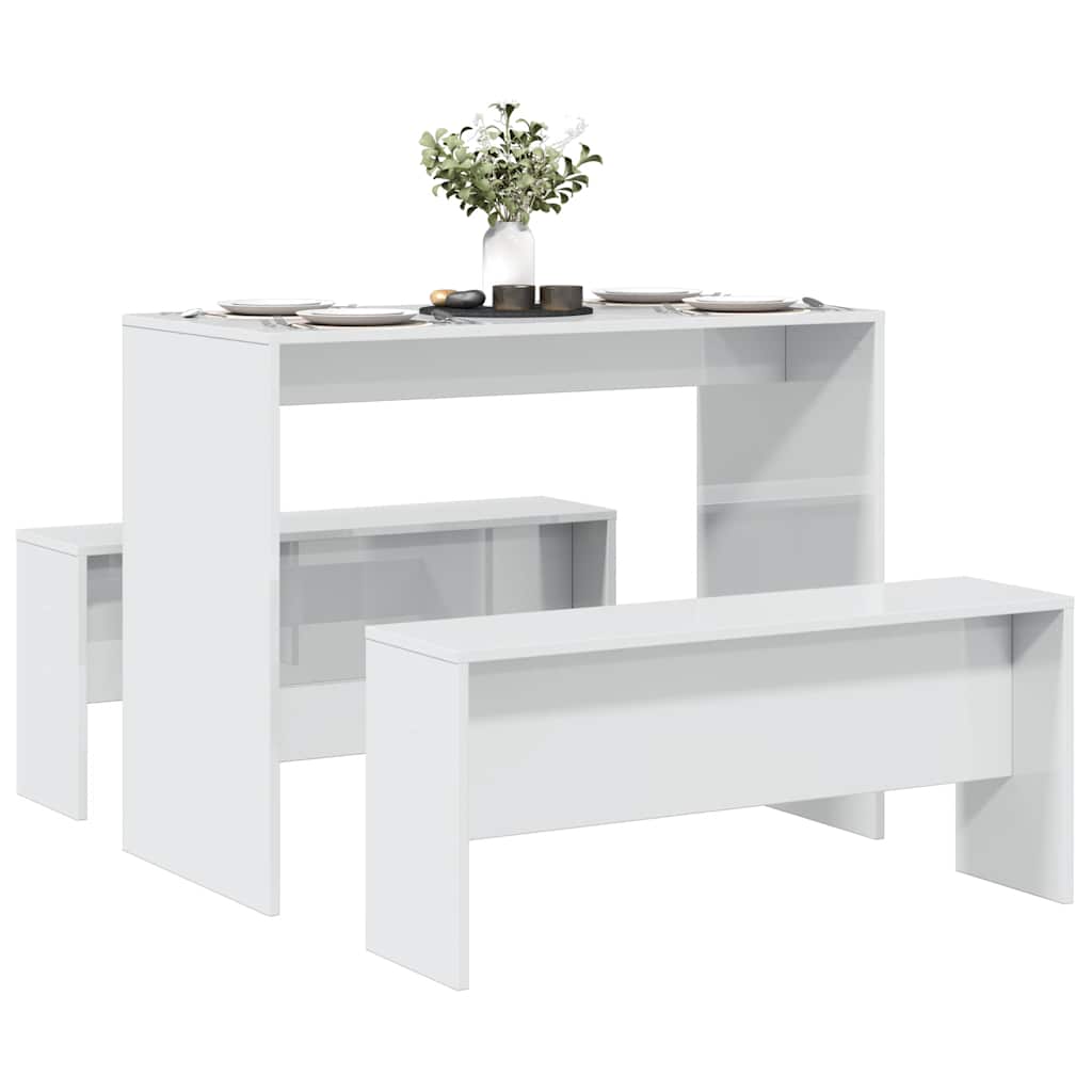 Set Tavolo Da Pranzo E Panche 3 Pz In Truciolato