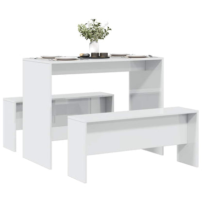 Set Tavolo Da Pranzo E Panche 3 Pz In Truciolato