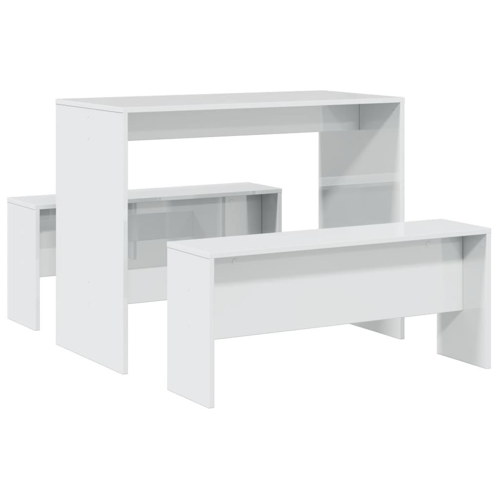 Set Tavolo Da Pranzo E Panche 3 Pz In Truciolato