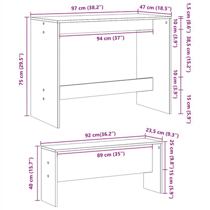 Set Tavolo Da Pranzo E Panche 3 Pz In Truciolato