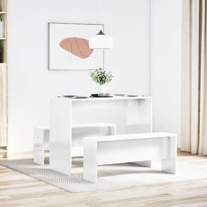 Set Tavolo Da Pranzo E Panche 3 Pz In Truciolato