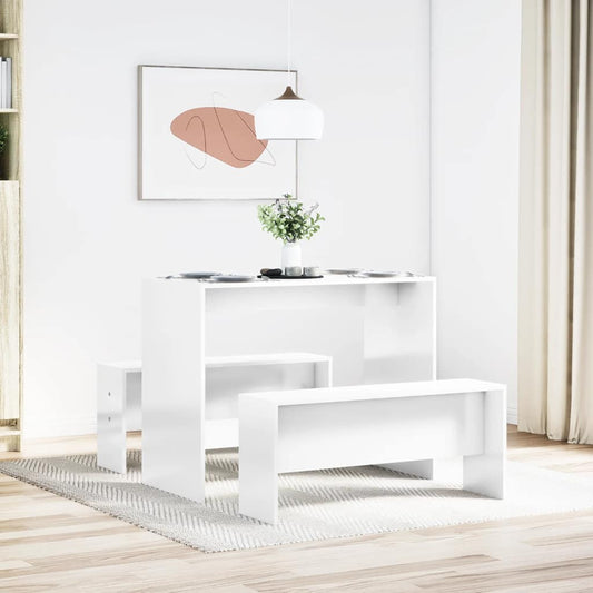 Set Tavolo Da Pranzo E Panche 3 Pz In Truciolato