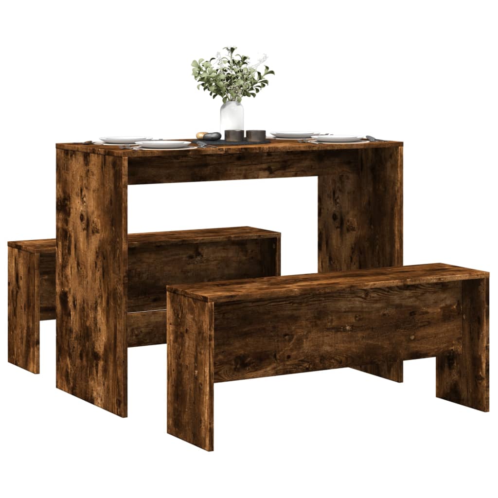 Set Tavolo Da Pranzo E Panche 3 Pz In Truciolato