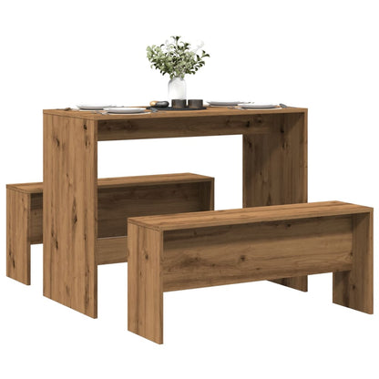 Set Tavolo Da Pranzo E Panche 3 Pz In Truciolato