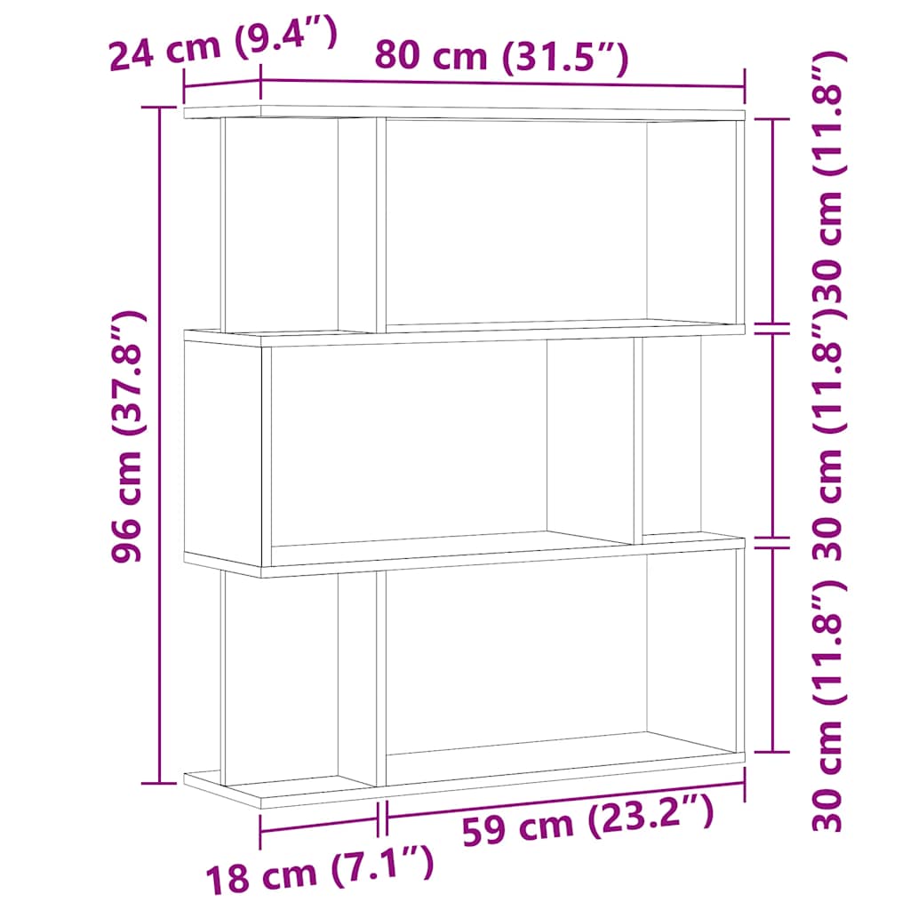 Libreria In 80X24X96 Cm In Legno Multistrato