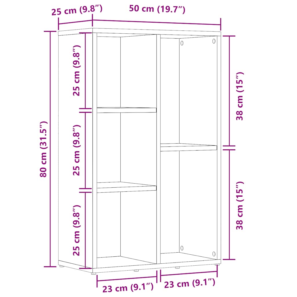 Libreria 50X25X80 Cm In Legno Multistrato
