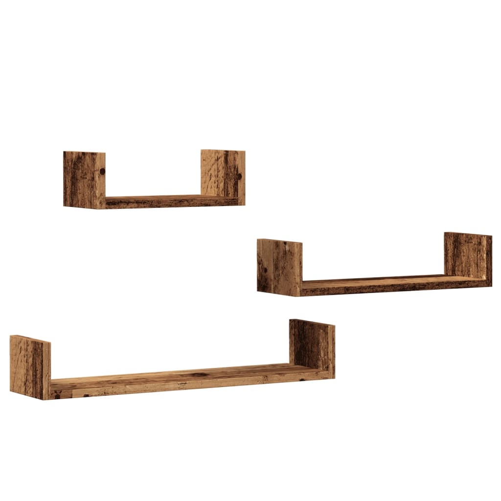 Mensole A Parete 3Pz In Legno Multistrato Legno Antico