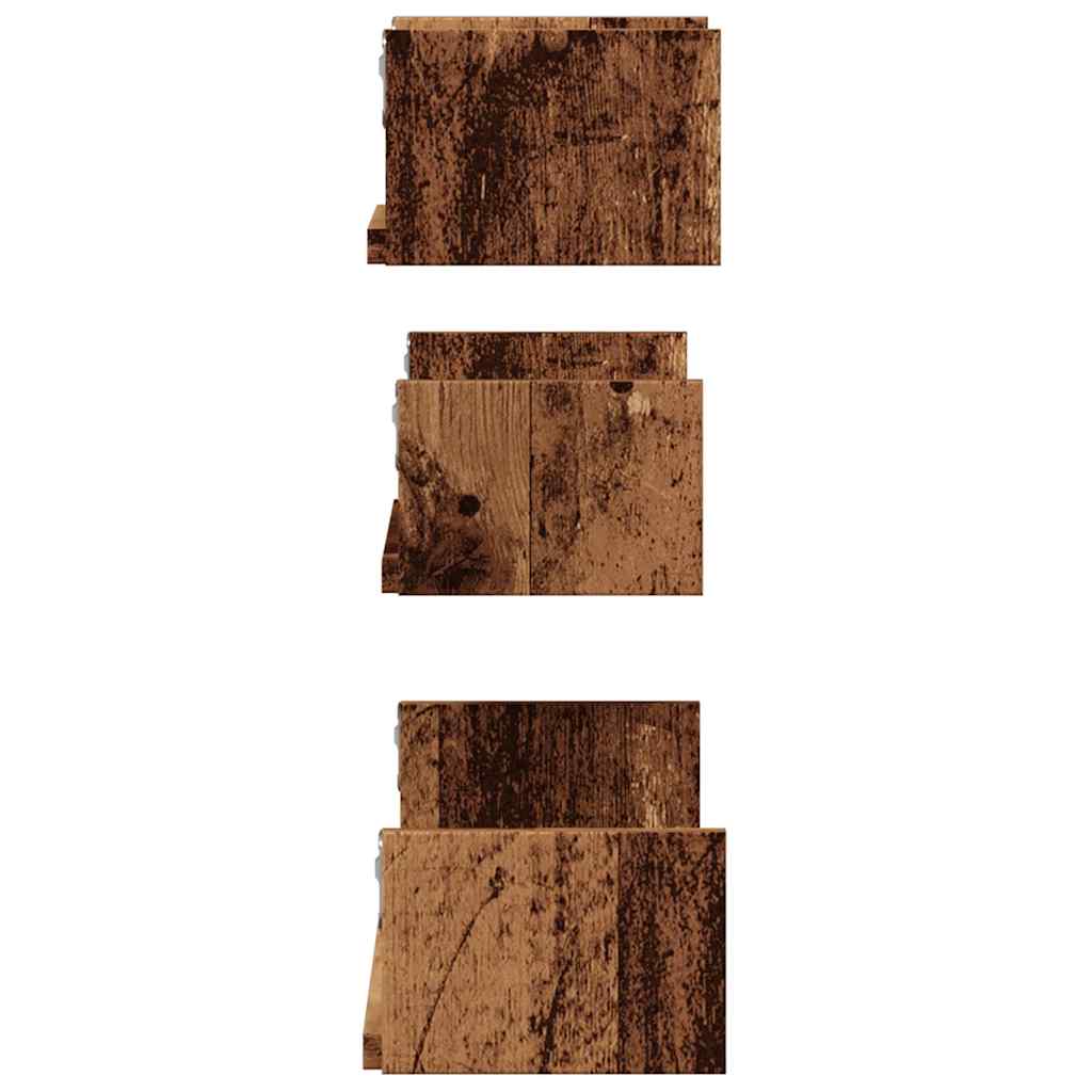 Mensole A Parete 3Pz In Legno Multistrato Legno Antico