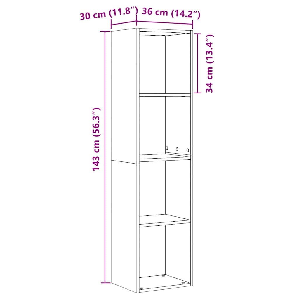 Libreria/Mobile Tv 36X30X143 Cm Legno Multistrato