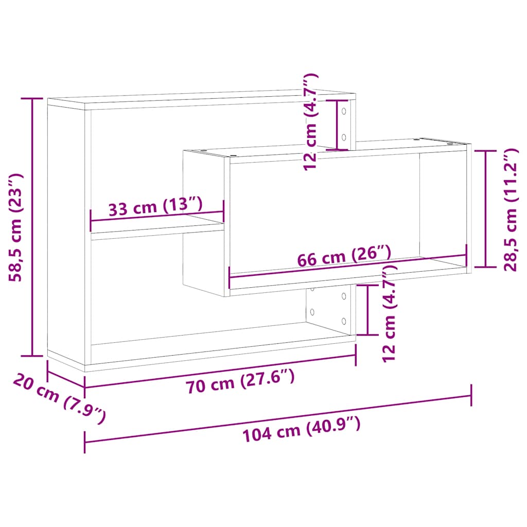 Scaffale A Parete 104X20X58,5 Cm In Truciolato
