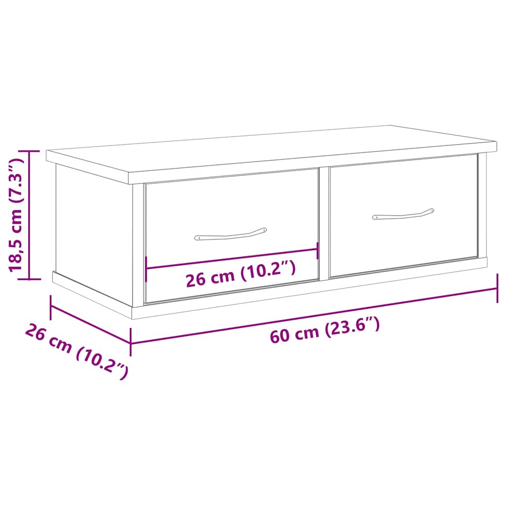 Armadietto A Muro 60X26X18,5Cm In Truciolato Rovere Artigianale