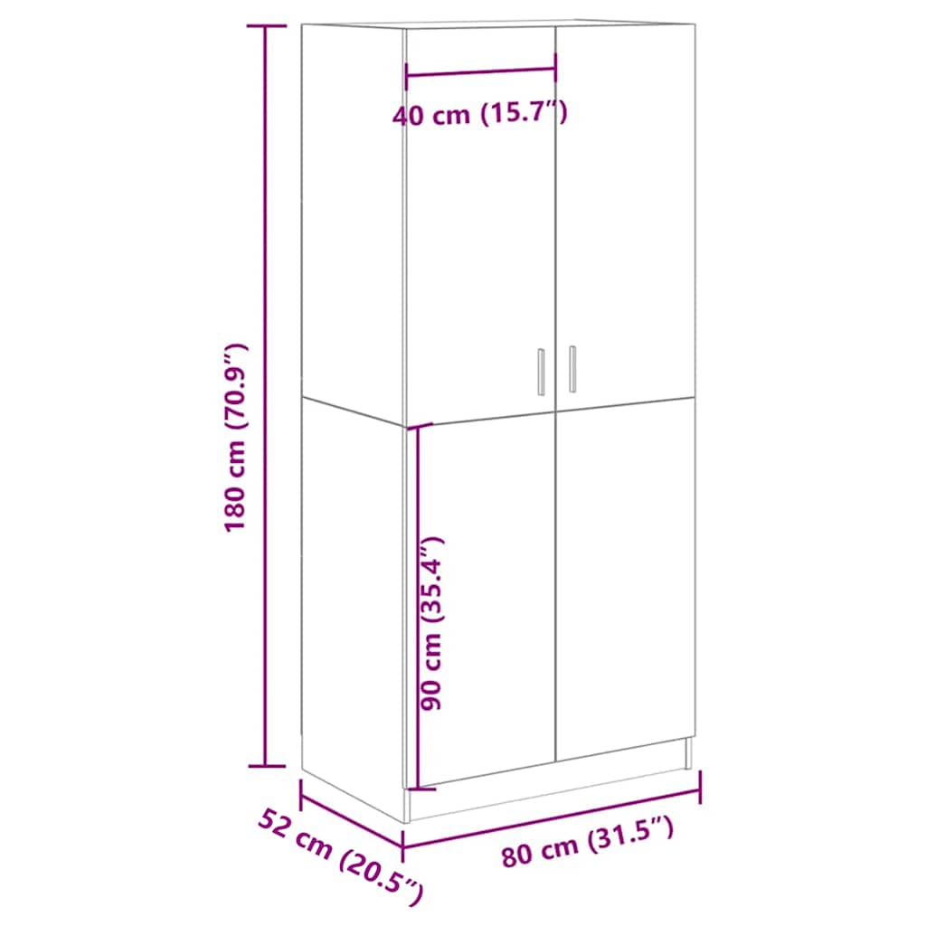Armadio 80X52X180 Cm In Legno Multistrato
