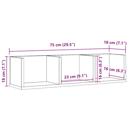 Scaffale Porta Cd A Parete Antico 75X18X18 Cm Legno Multistrato