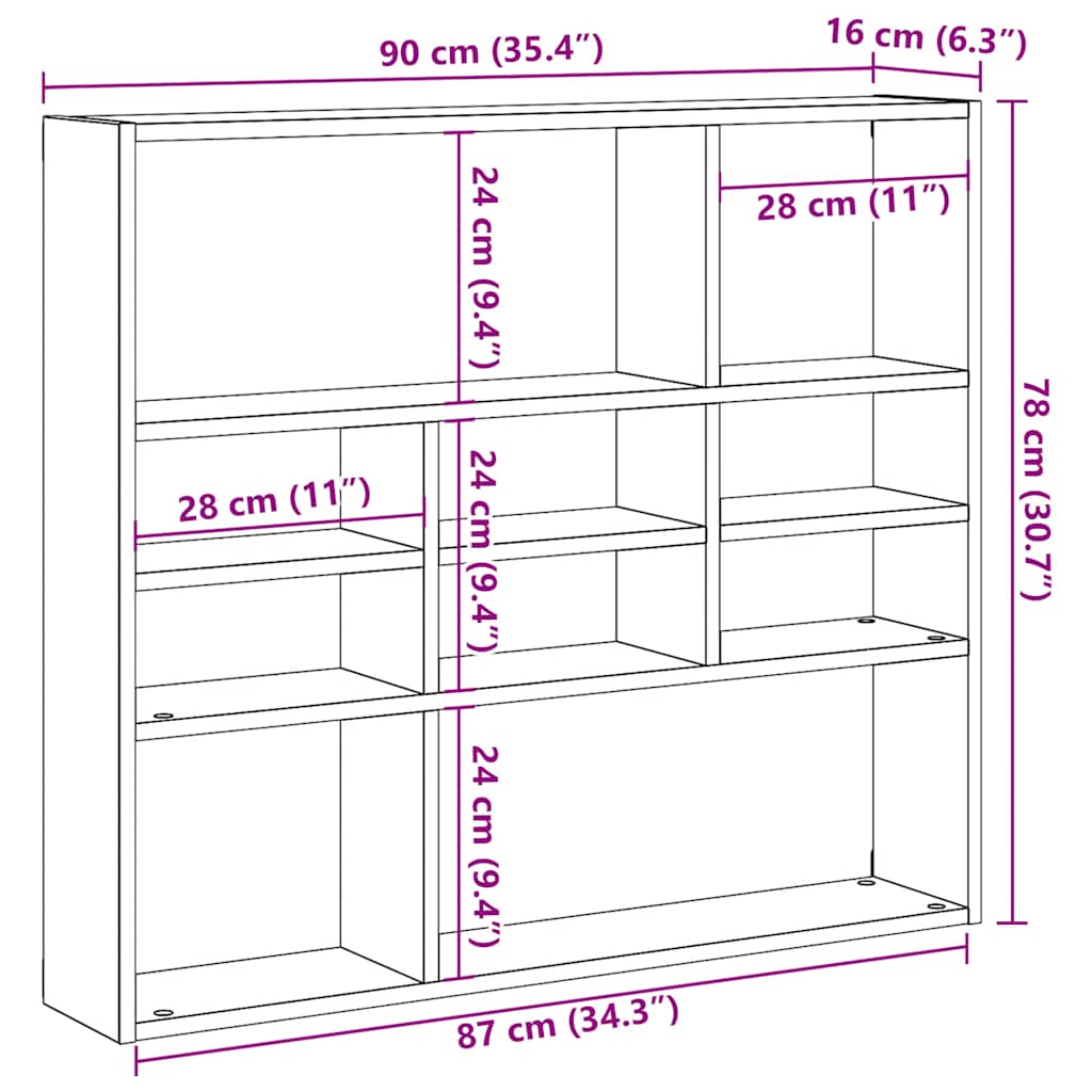 Scaffale A Parete 90X16X78 Cm Truciolato