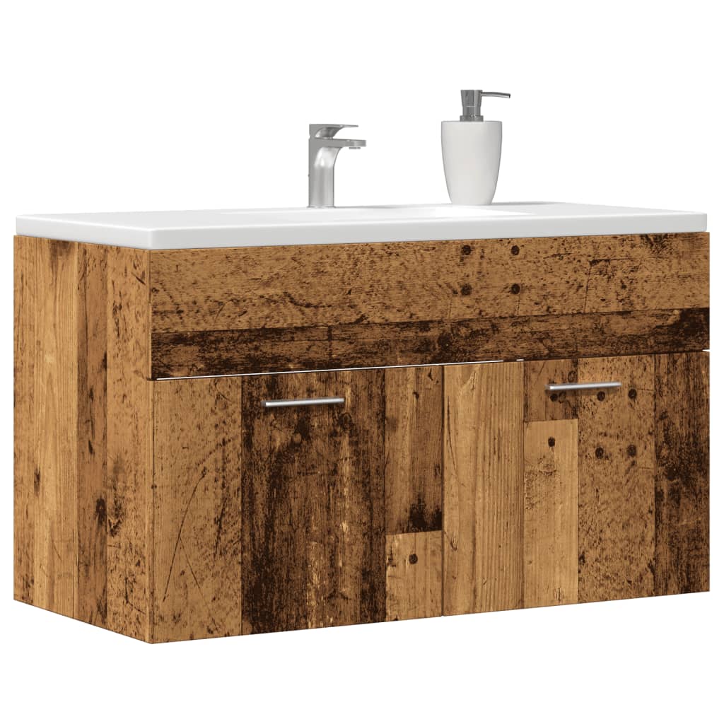 Mobile Lavabo Bagno 60X38,5X46 Cm In Truciolato Legno Antico