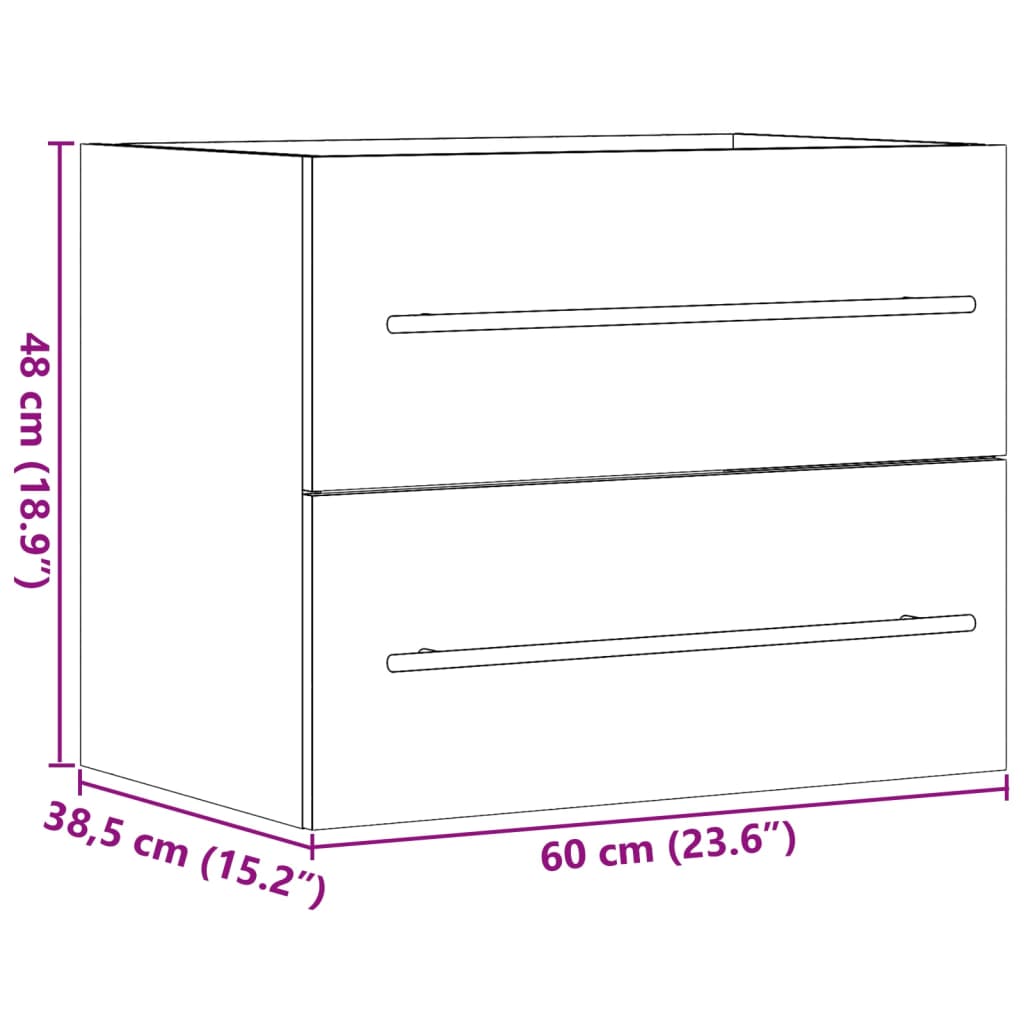 Mobile Lavabo 60X38,5X48 Cm In Legno Multistrato Rovere Sonoma