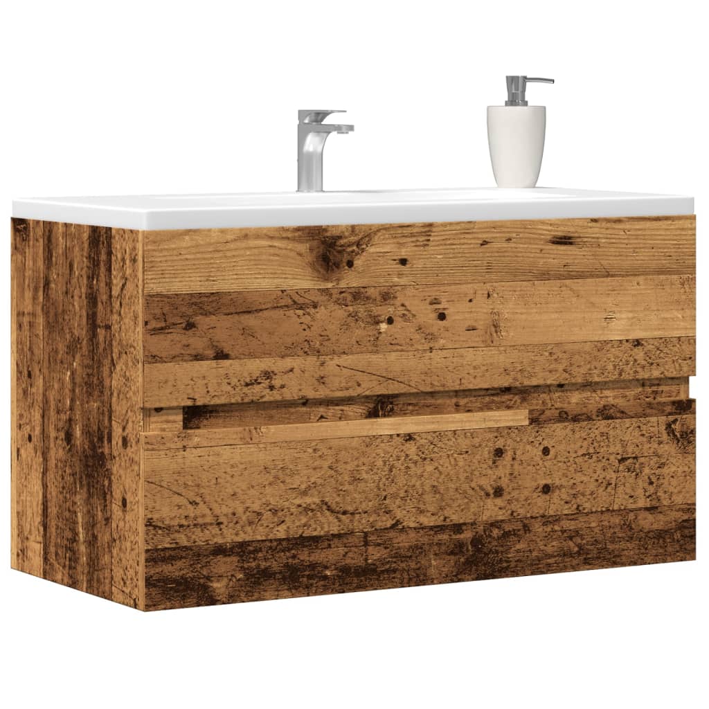 Mobile Lavabo 90X38,5X45 Cm In Truciolato Legno Antico