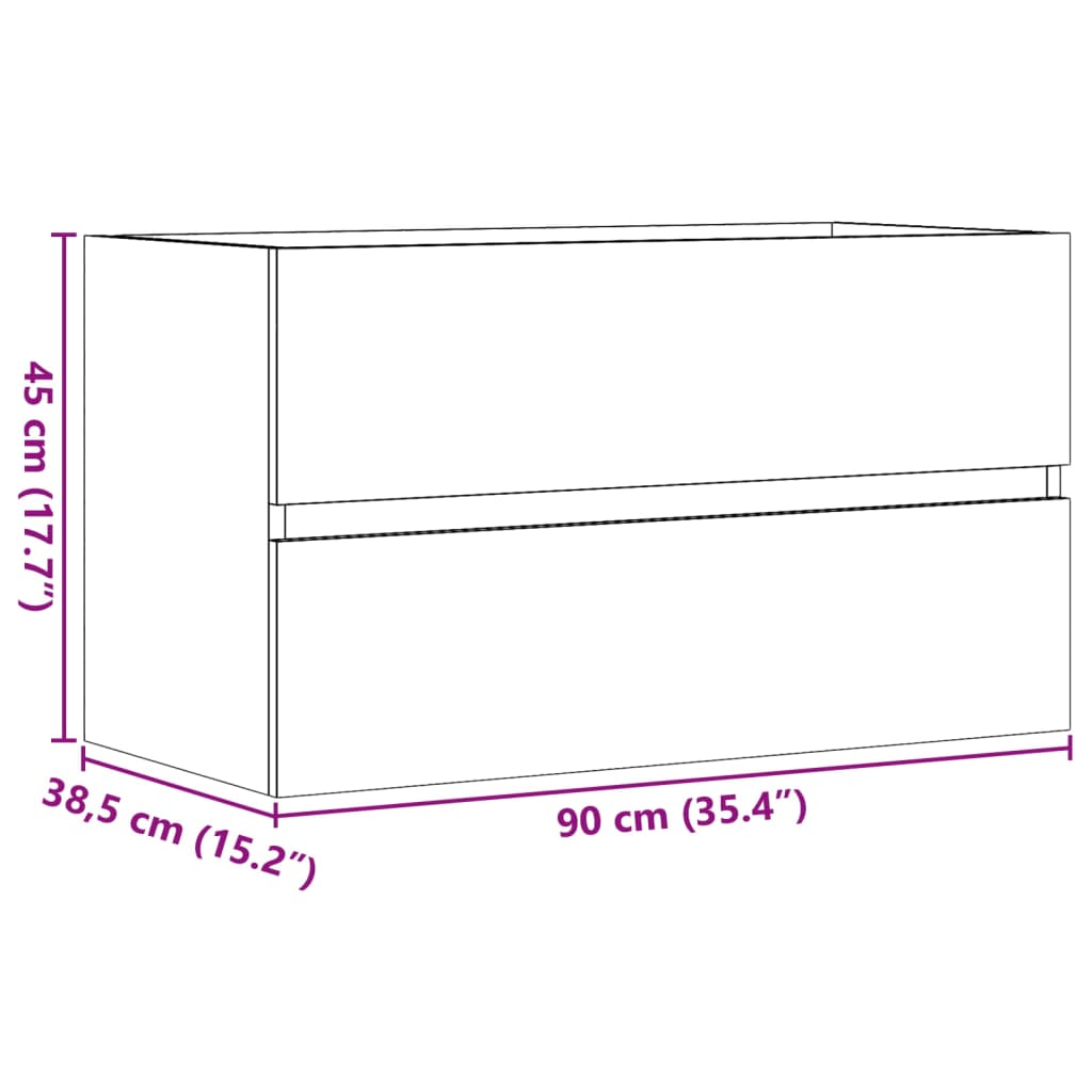 Mobile Lavabo 90X38,5X45 Cm In Legno Multistrato Grigio Cemento
