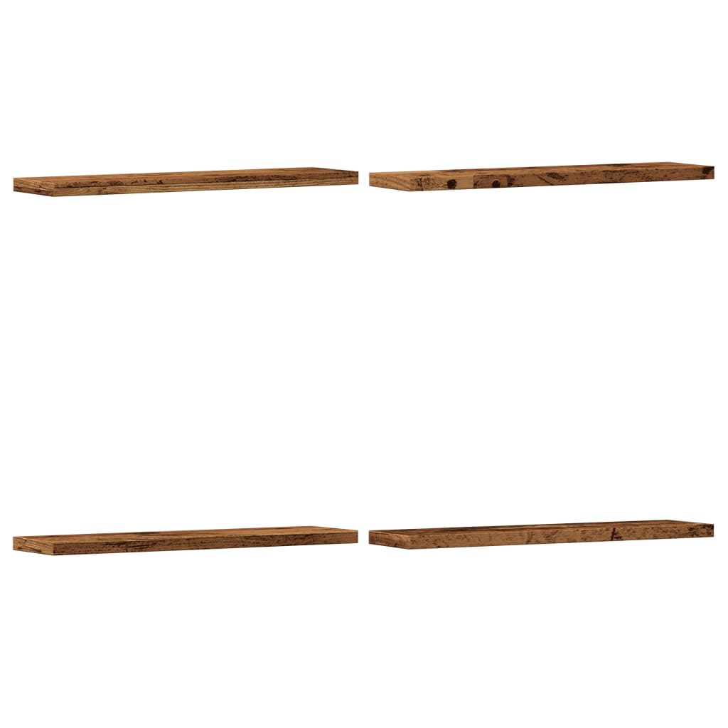 Mensole A Parete 4 Pz Legno Antico 40X10X1,5 Cm In Truciolato