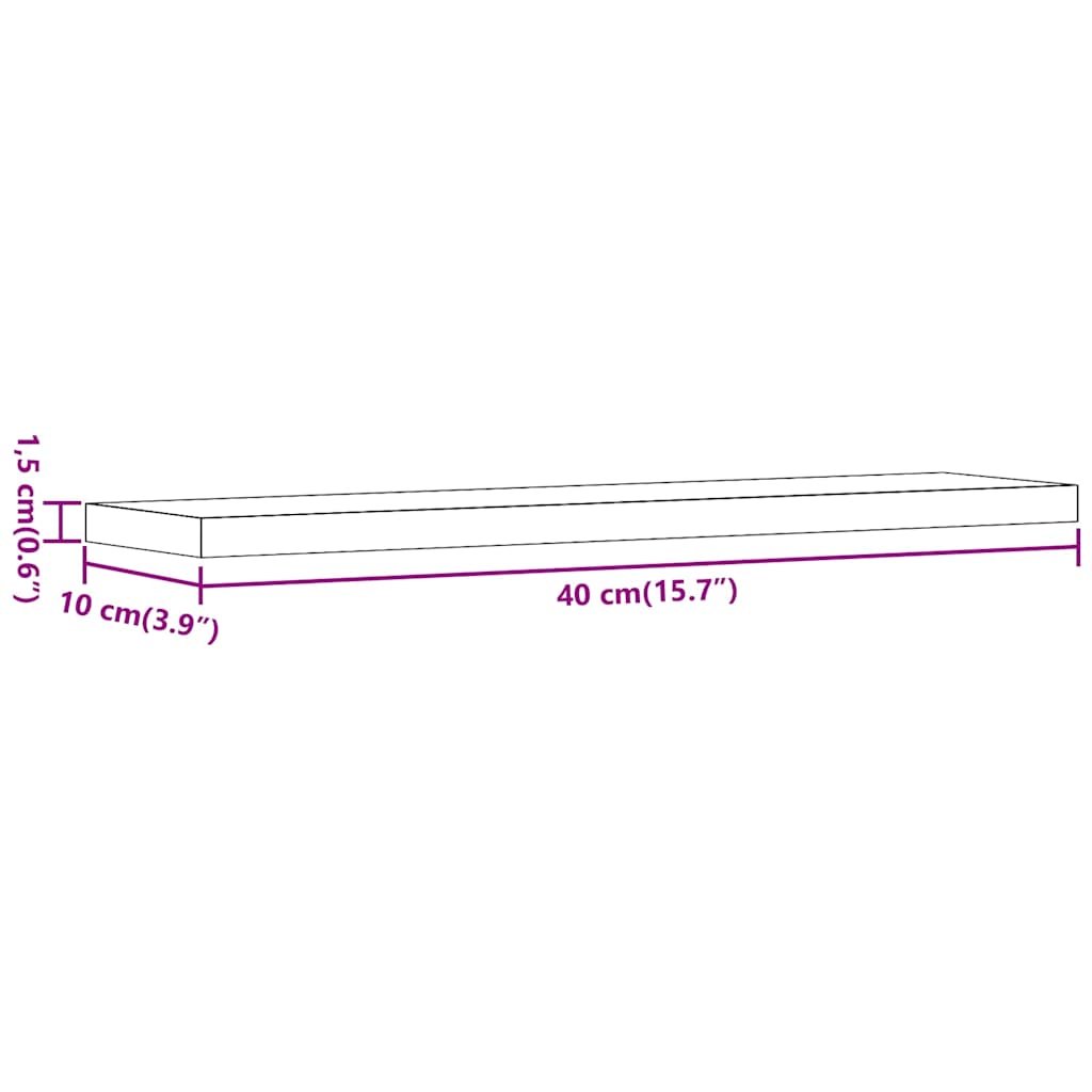 Mensole Parete 4Pz Rovere Artigianale 40X10X1,5Cm In Truciolato