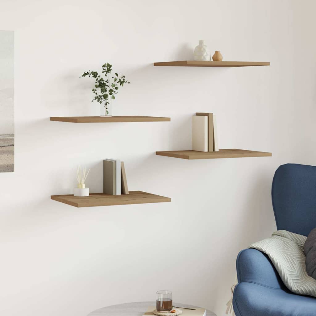 Ripiani Per Libreria 4 Pz Rovere 60X10X1,5 Cm Legno Multistrato