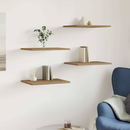 Ripiani Per Libreria 4 Pz Rovere 60X10X1,5 Cm Legno Multistrato
