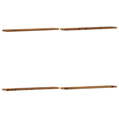 Mensole A Parete 4 Pz Legno Antico 60X20X1,5 Cm In Truciolato