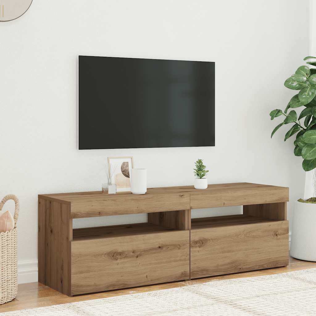 Mobili Porta Tv Con Led 2 Pz Artigianale In Legno Multistrato