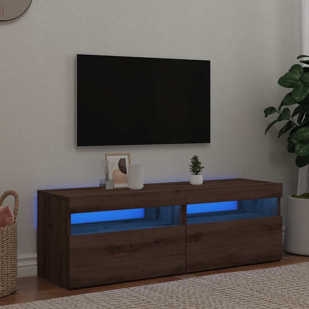 Mobili Porta Tv Con Led 2 Pz Artigianale In Legno Multistrato